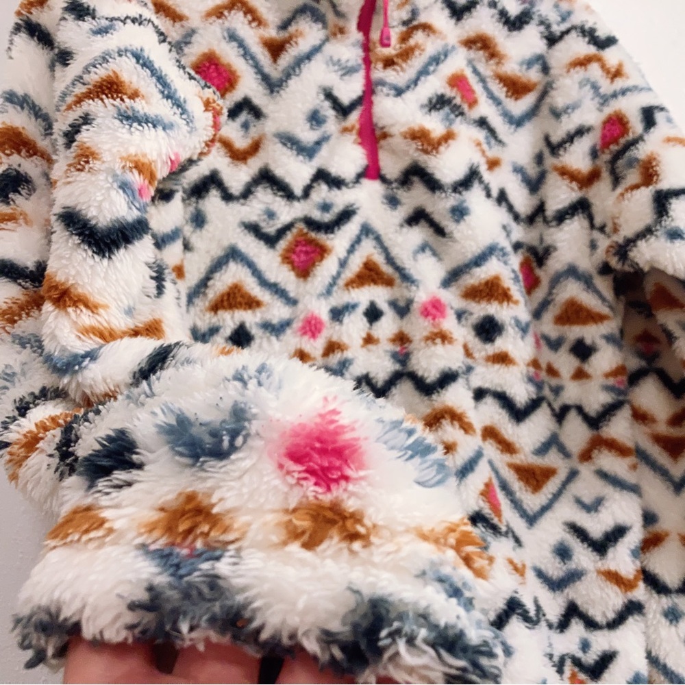 Eddie Bauer Small Super Warm Winter Plush Geo Fleece Pullover Sweater 1/4 Zip - Picture 3 of 5